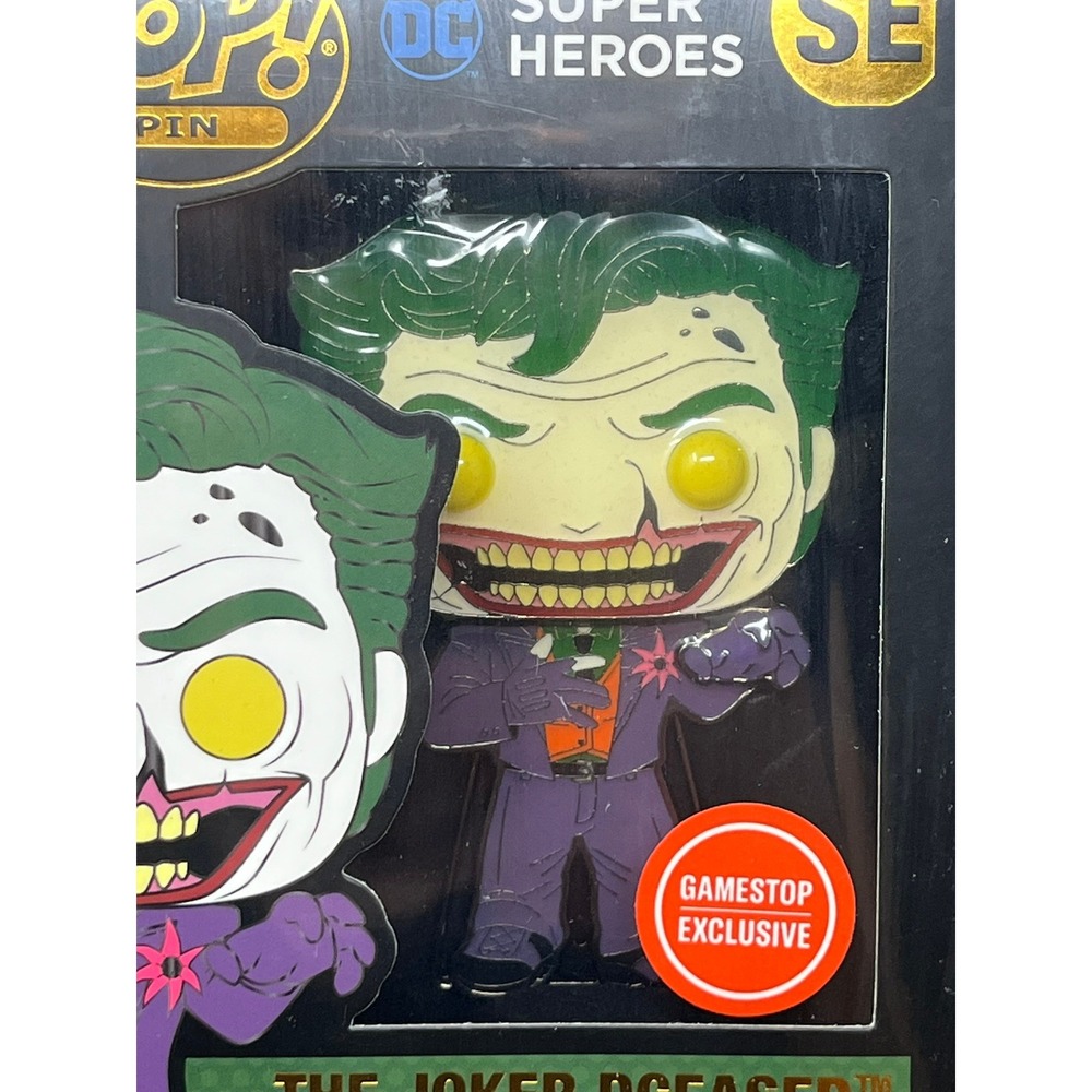 POP! PIN The Joker Dceased Enamel Pin DC Super Heroes NIB 4"x 3"‎ Funko